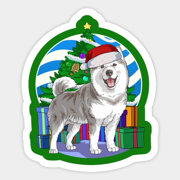 Alaskan Malamute Dog Cute Santa Christmas Gift Sticker by Noseking